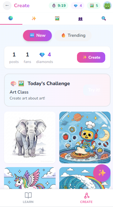 iRainbow Create  - explore feed with daily challenges and artwork from other creators
